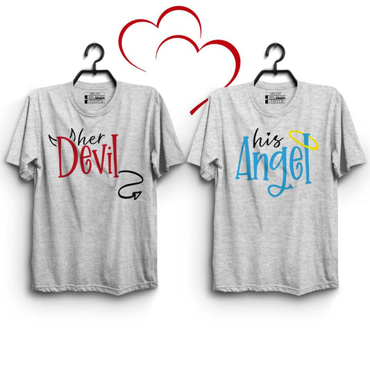 Her Devil & His Angel Couple T-Shirts