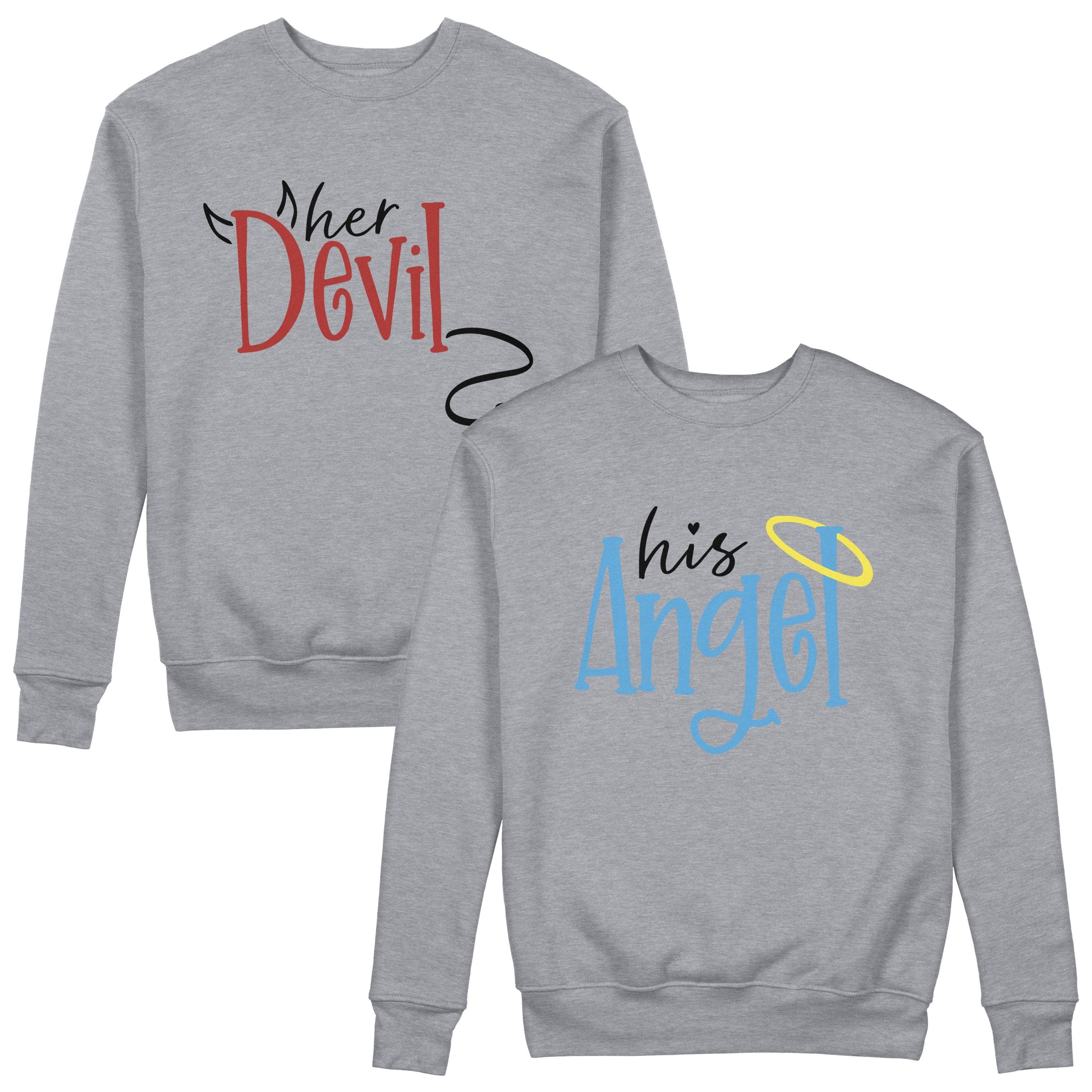 Angel and Devil Hoodie – Unisex Couple Graphic Pullover Sweatshirt