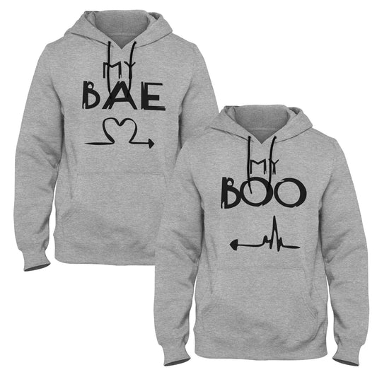 My Bae & My Boo Couple Hoodies - Grey Edition