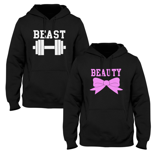 Beast & Beauty Couple Hoodies - Black Edition - Sixth Degree Clothing
