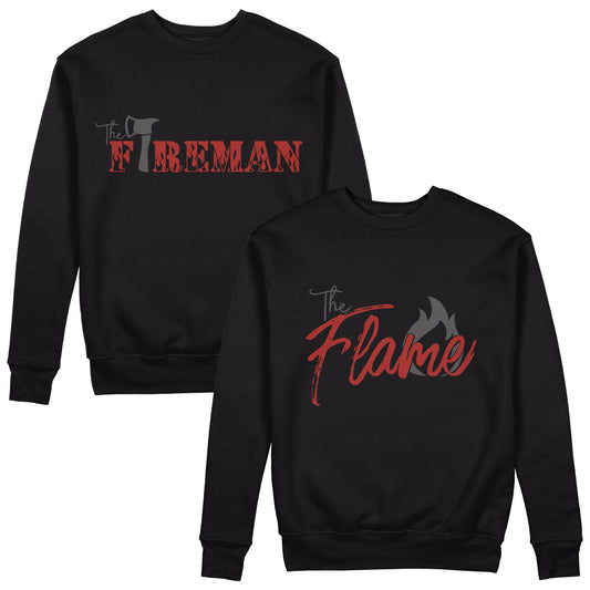 Fireman And Flame Couple Sweatshirts - Sixth Degree Clothing