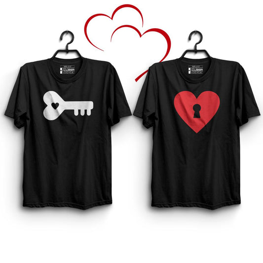 Heart & Key Couple T-Shirts