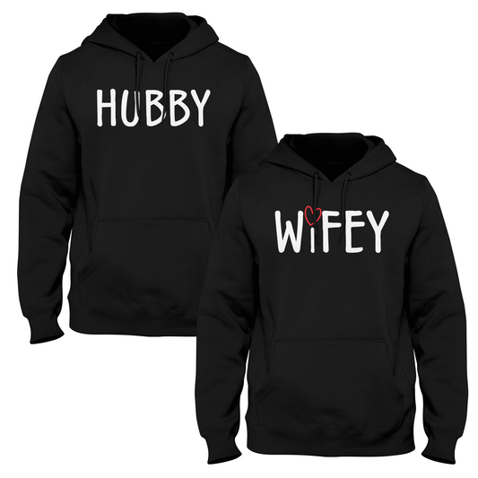 Hubby & Wifey Couple Hoodies - Black Edition