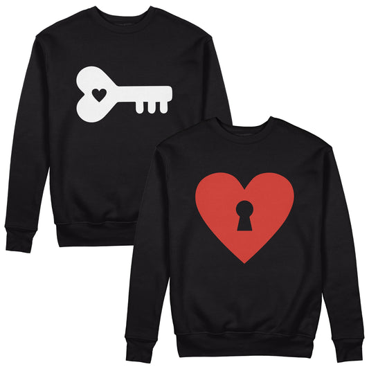 Key And Heart Couple Sweatshirts