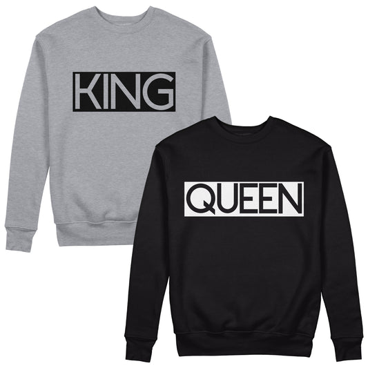 King And Queen Bold Couple Sweatshirts