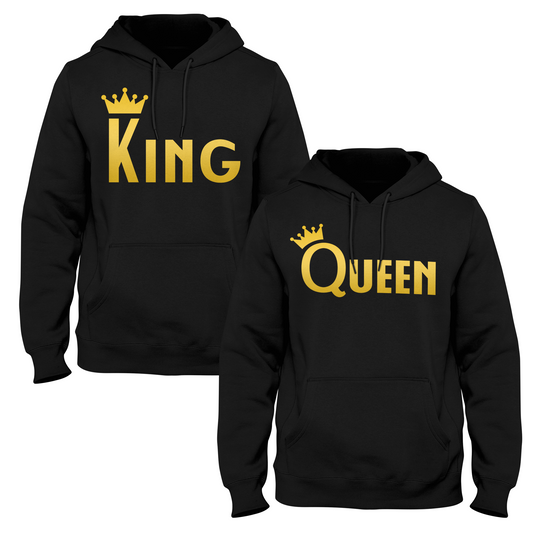 King & Queen Crown Couple Hoodies - Black Edition