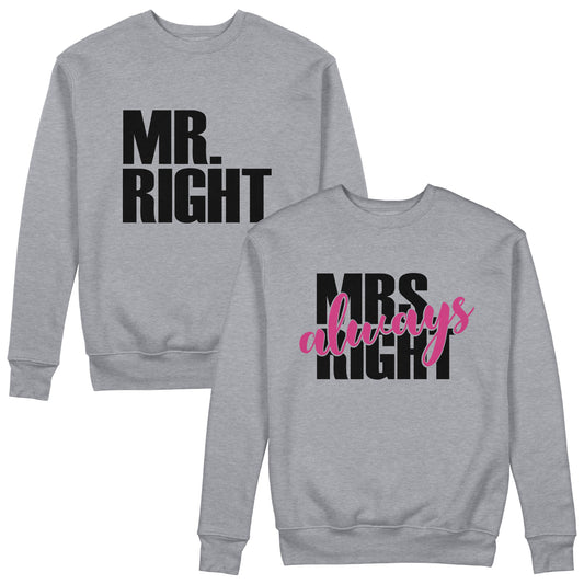 Mr Right And Mrs Right  Couple Sweatshirts