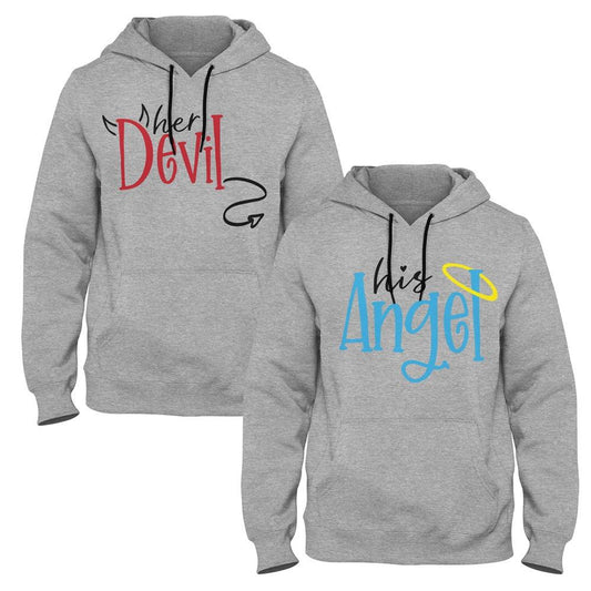 His Angel & Her Devil Couple Hoodies - Grey Edition
