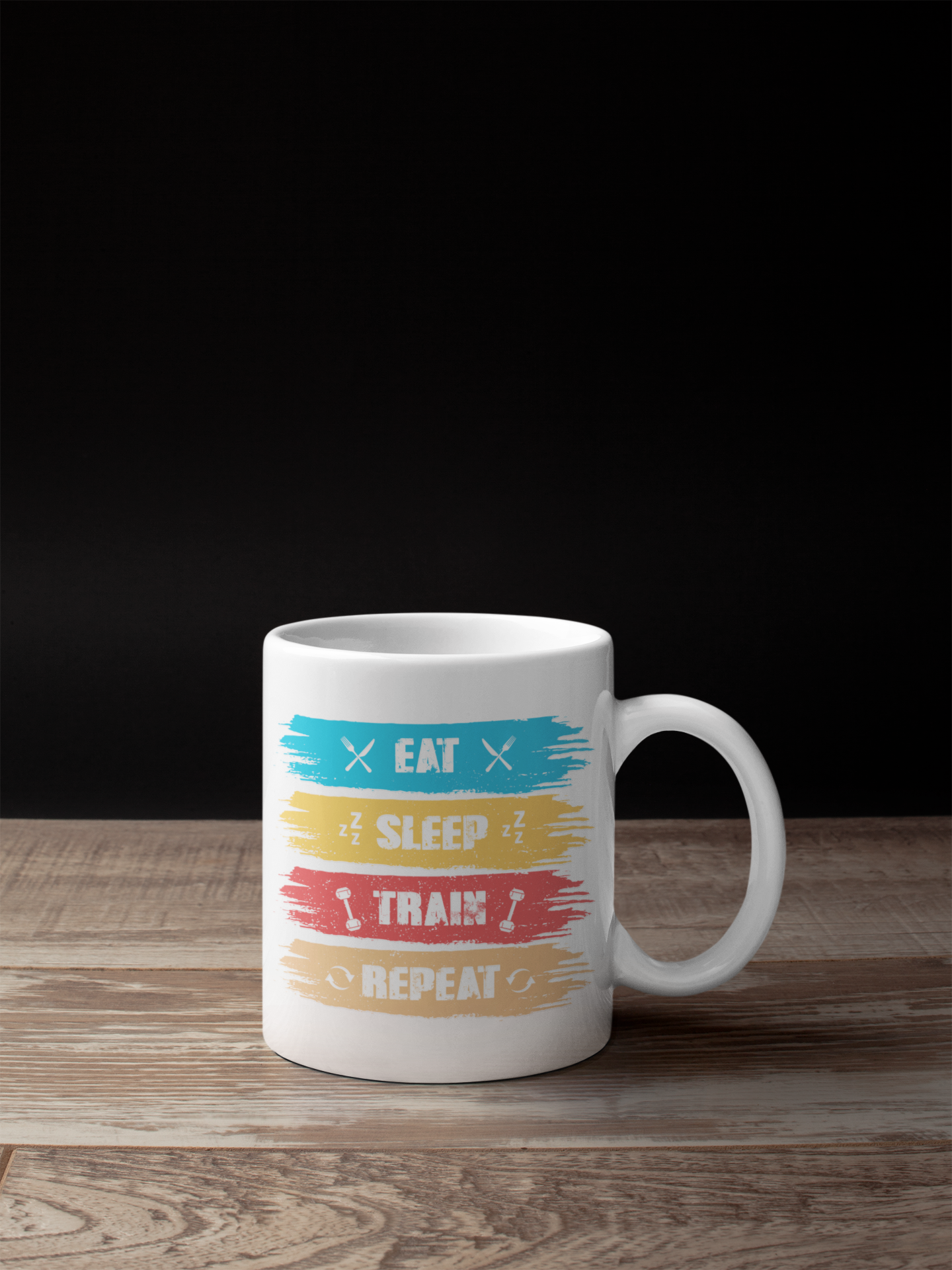 ES Train Repeat White Mug - Sixth Degree Clothing