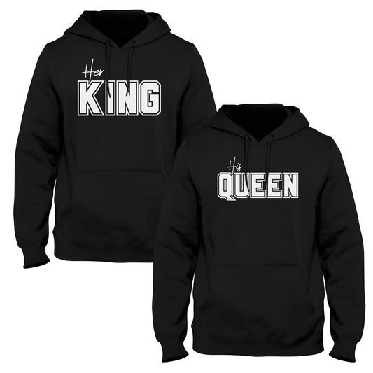 Her King and His Queen Couple Hoodie - Black Edition