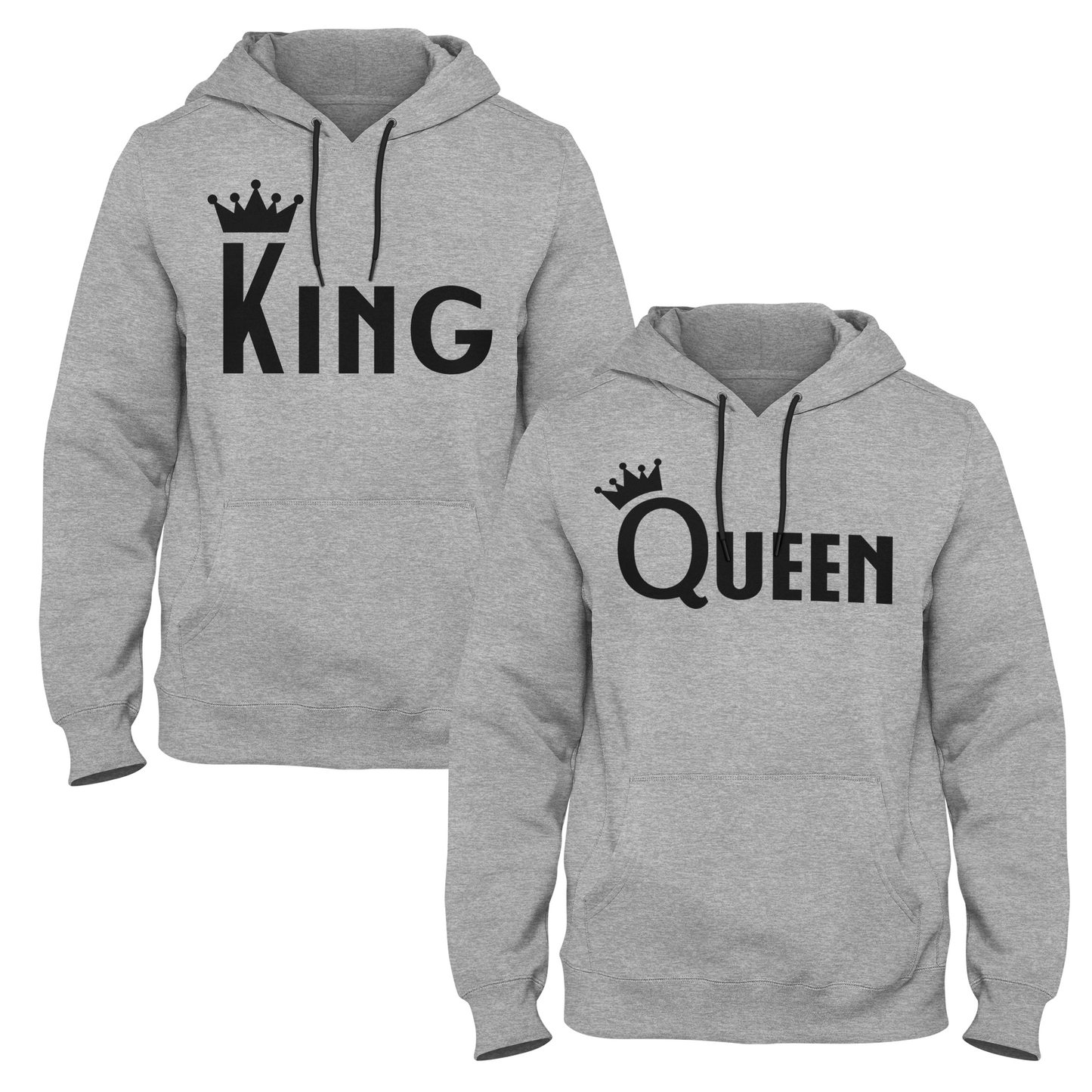 King & Queen Crown Couple Hoodies