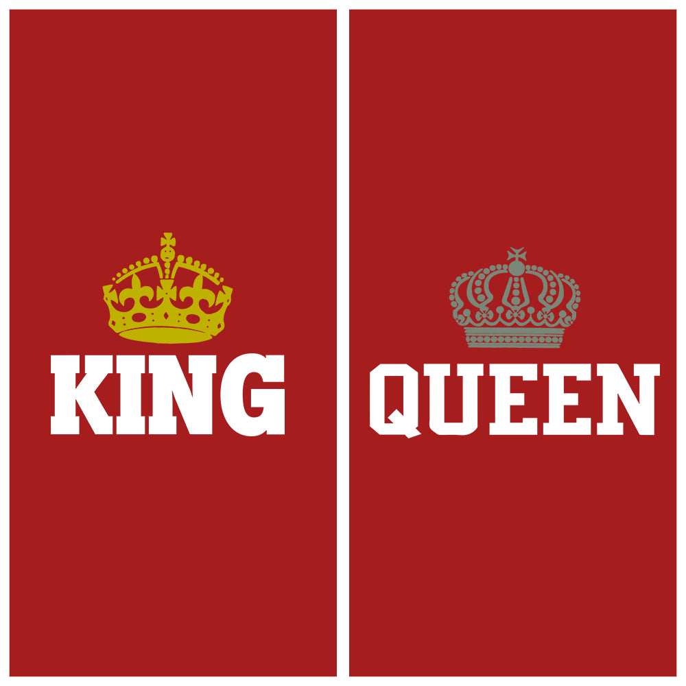 Queen & King Full Printed Couple Hoodies - Red - Sixth Degree Clothing