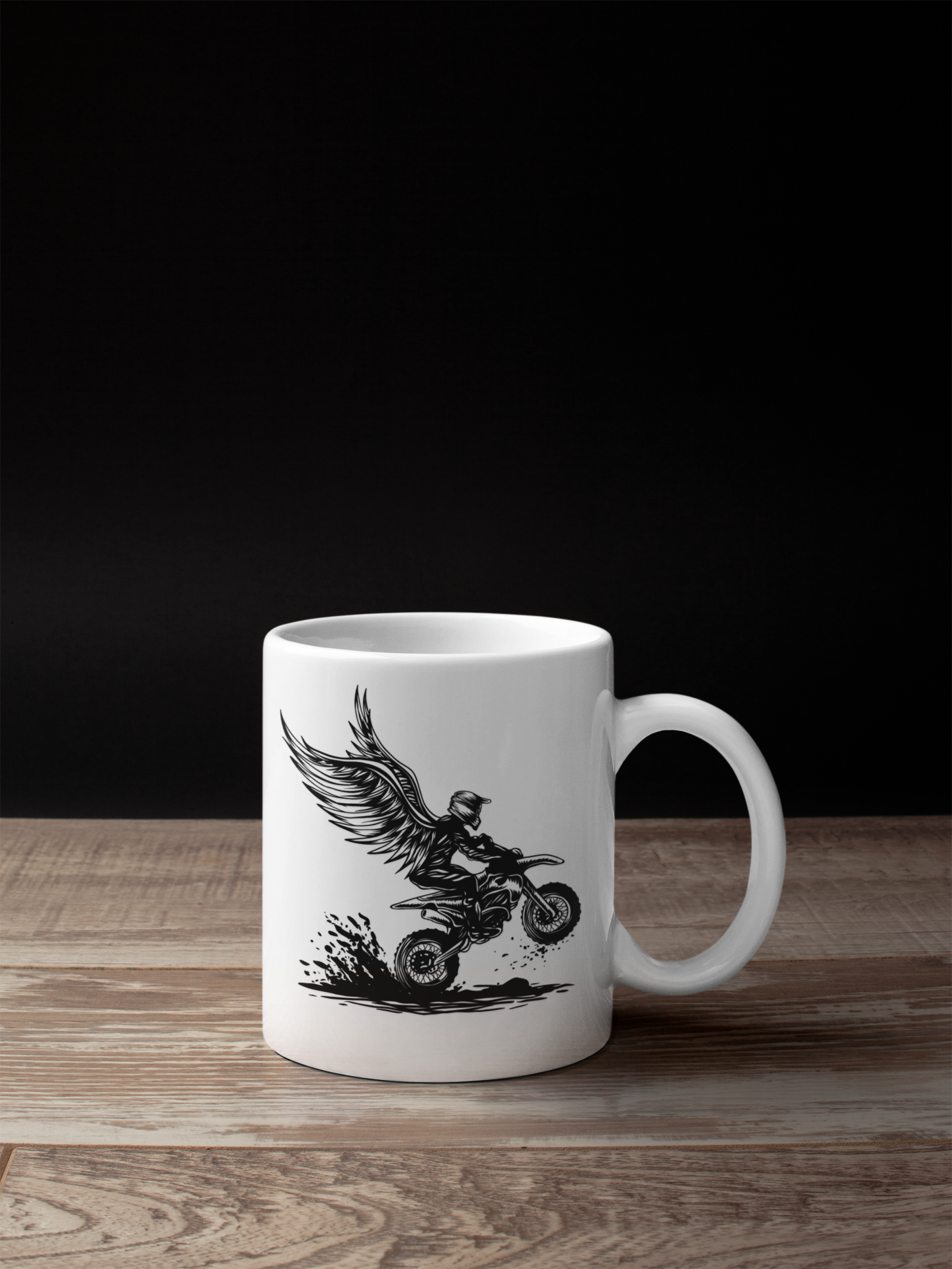 Biker Wings White Mug - Sixth Degree Clothing